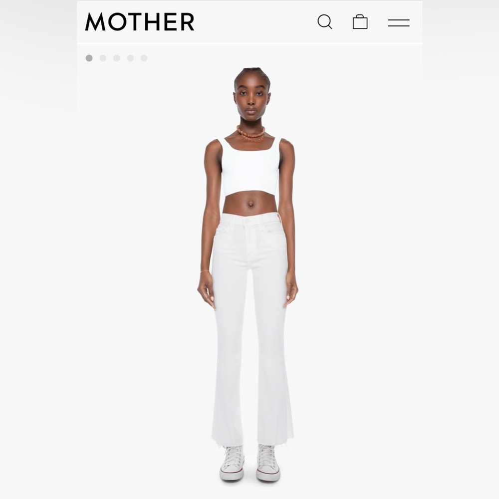 MOTHER White Flare Wide Leg Jeans